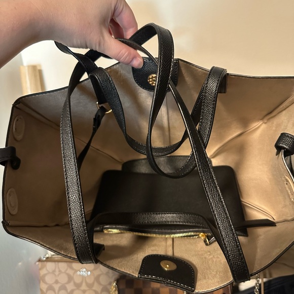 Black designer inspired expandable tote - Picture 4 of 5